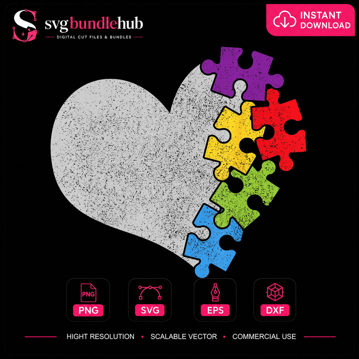 Autism Puzzle Heart Colorful Pieces Awareness PNG