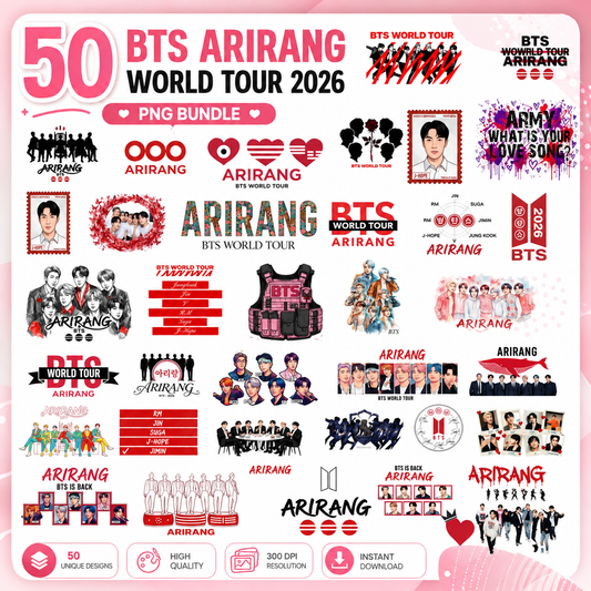 BTS Arirang World Tour 2026 PNG Bundle | SvgBundleHub