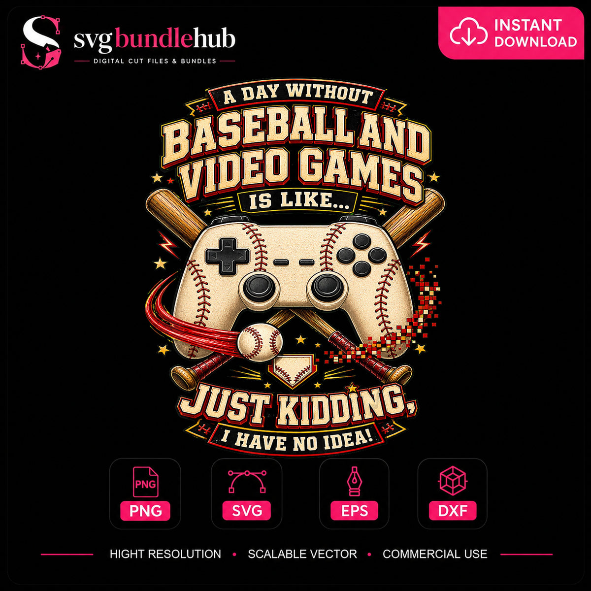 Baseball And Video Games Just Kidding Funny Gamer PNG