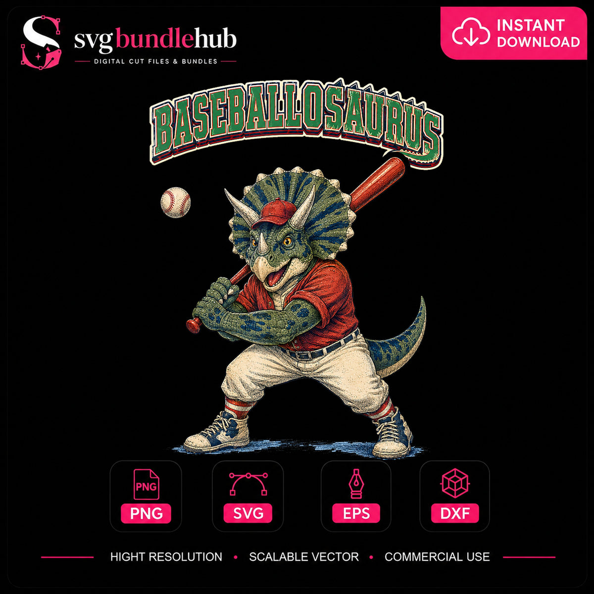 Baseballosaurus Triceratops Baseball Player Batter PNG