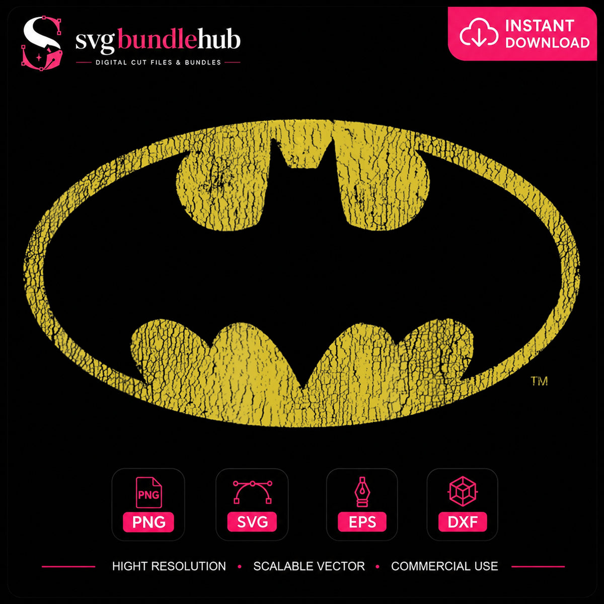 Batman Distressed Logo Grunge Superhero Symbol PNG