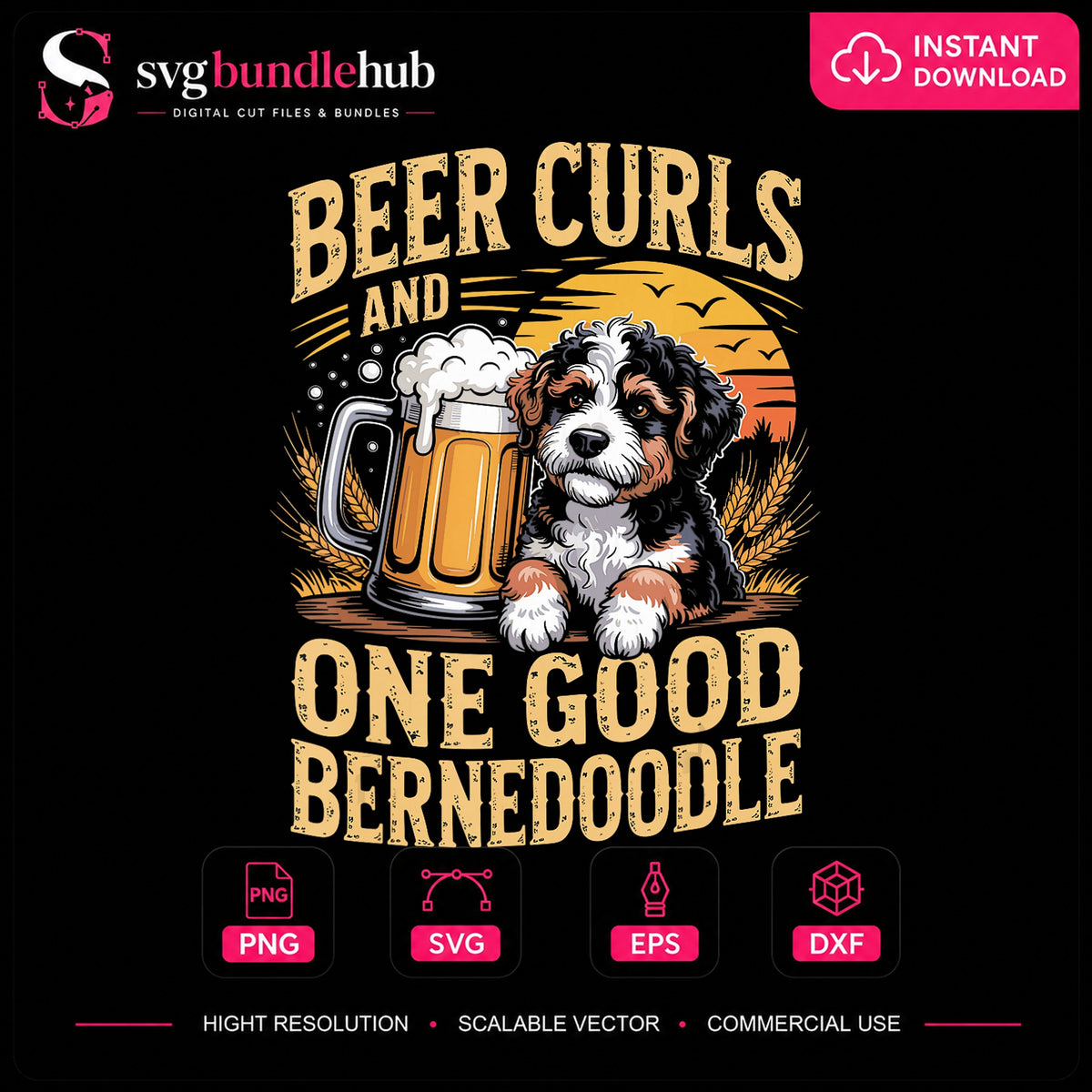 Beer Curls And One Good Bernedoodle Dog Craft PNG