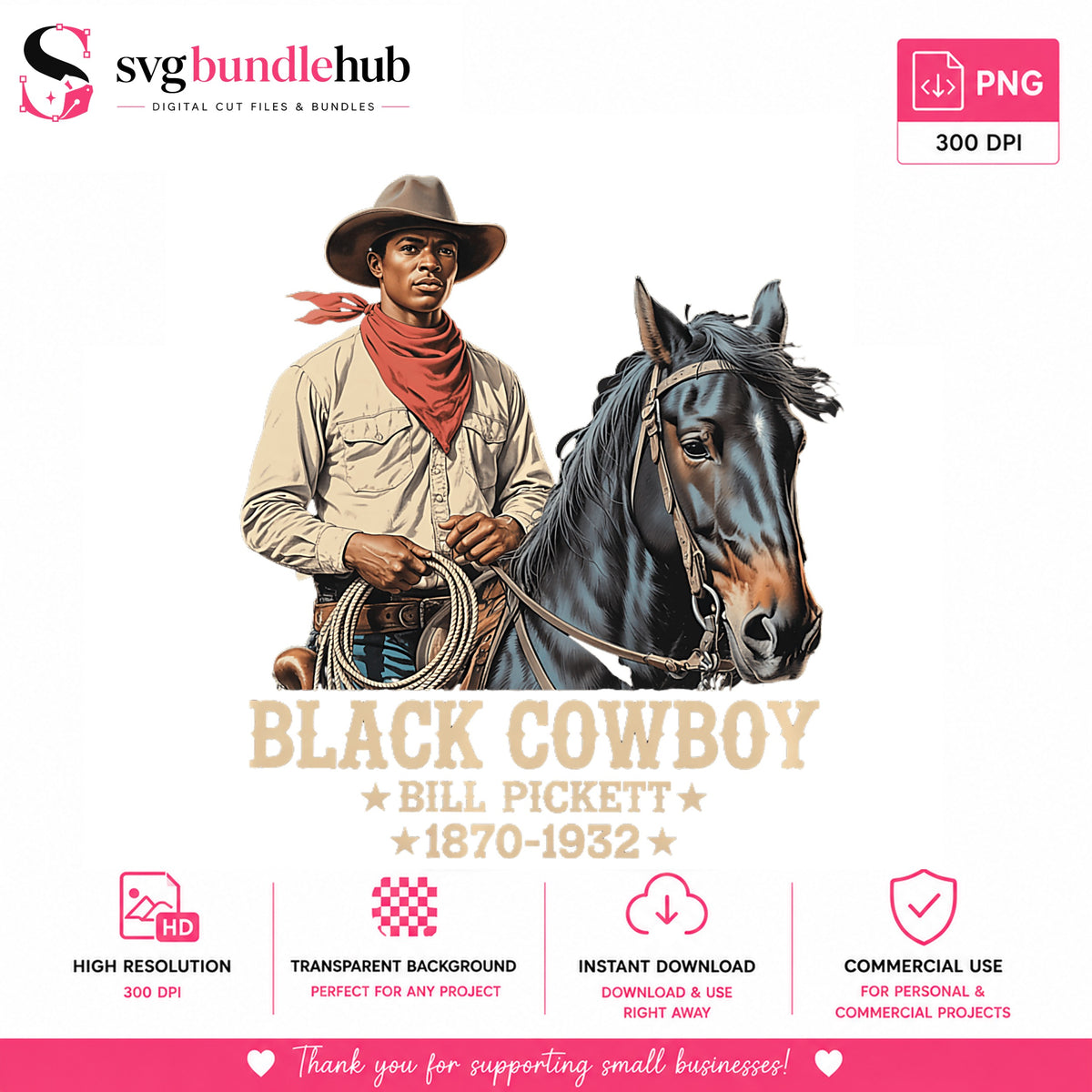Black Cowboy Bill Pickett PNG, Western Cowboy PNG, Black History PNG