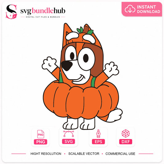 Bluey Halloween Pumpkin Costume Cricut Cut File SVG