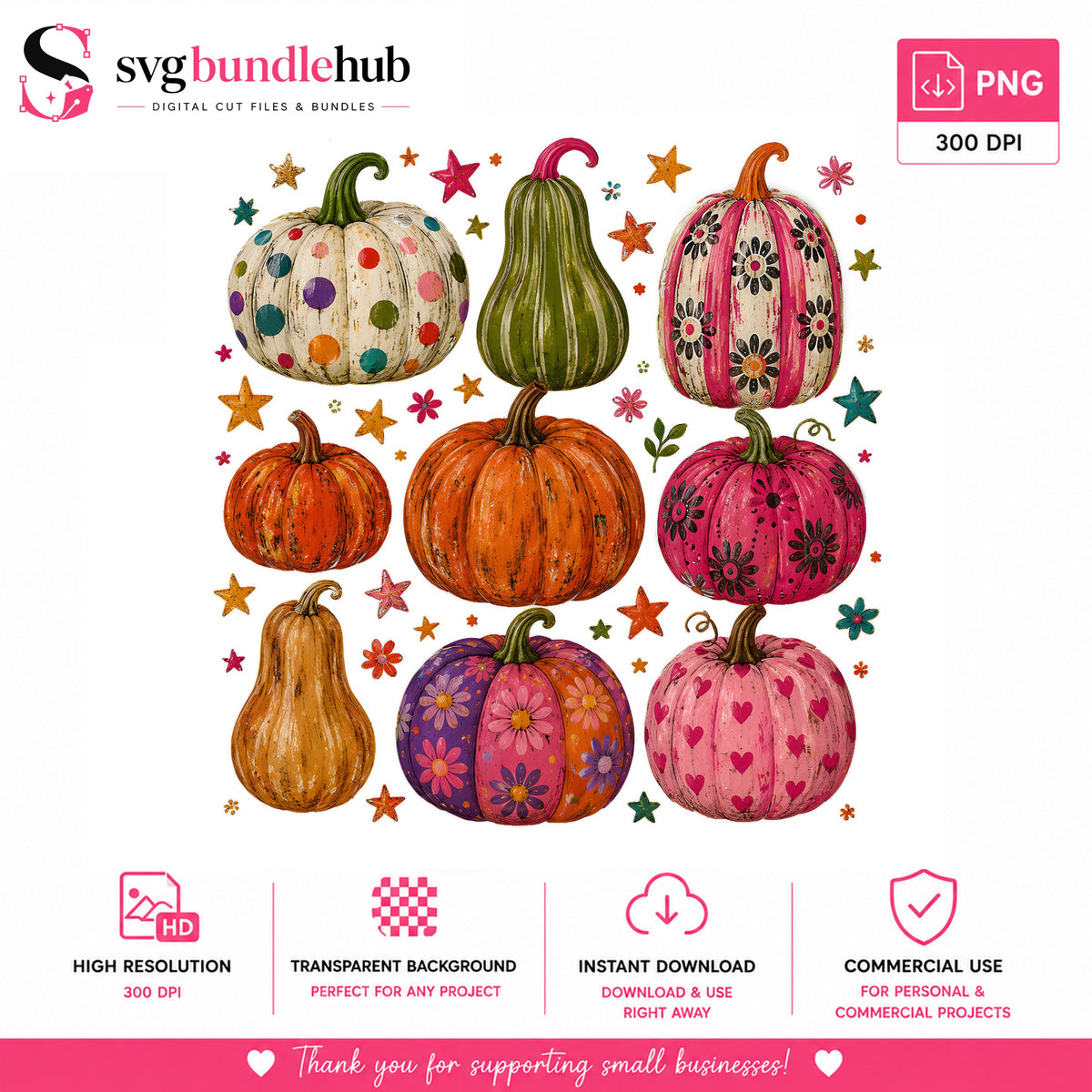 Boho Pumpkin Collage Fall PNG | SvgBundleHub