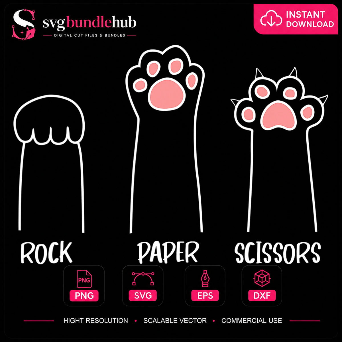 Cat Paw Rock Paper Scissors Game Funny PNG