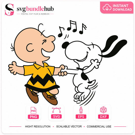 Charlie Brown Snoopy Dancing SVG, Peanuts Music Clipart