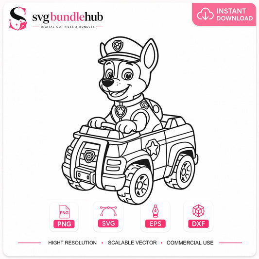 Chase Paw Patrol Police Car Cricut Cut File Clipart SVG