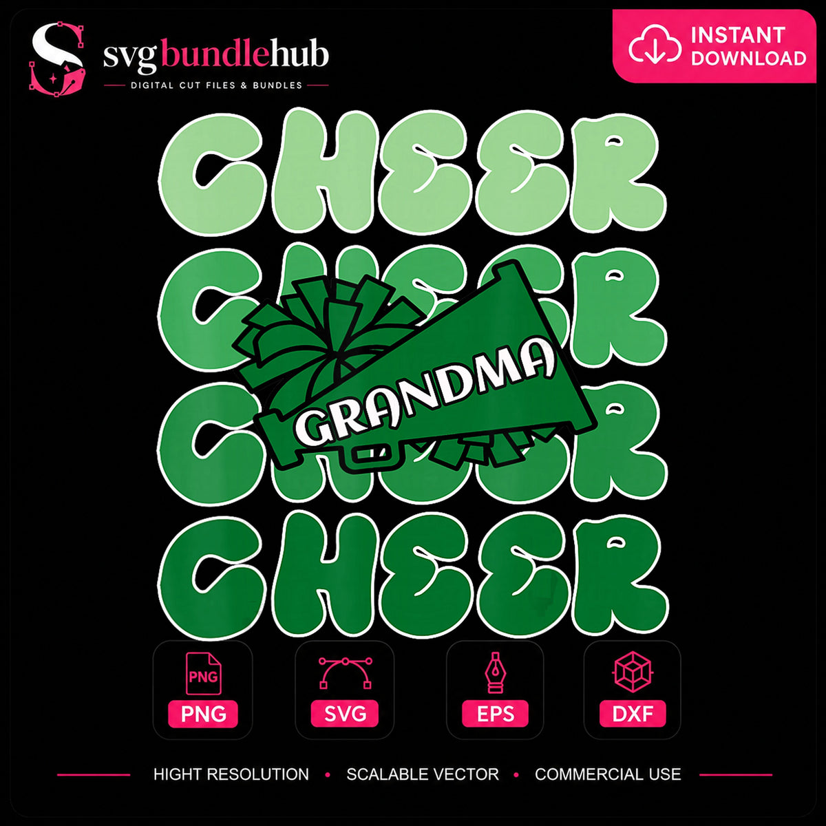 Cheer Grandma Megaphone Pom Pom Cheerleader PNG