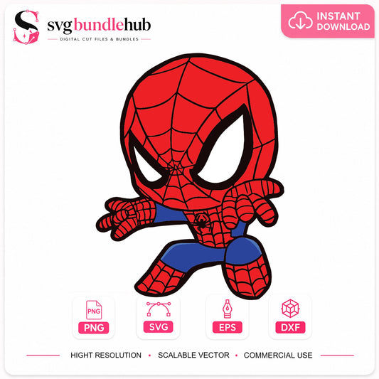 Chibi Spider-Man SVG, Superhero Cricut Vinyl Cut File