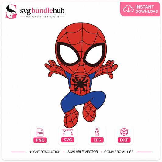 Chibi Spider-Man Superhero SVG, Marvel Cricut Clipart