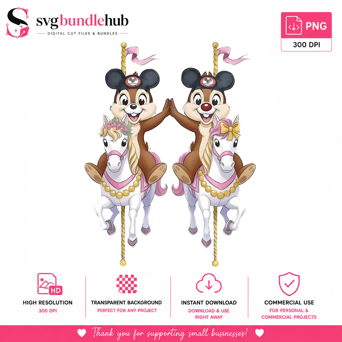 Chip and Dale Carousel Ride PNG | SvgBundleHub
