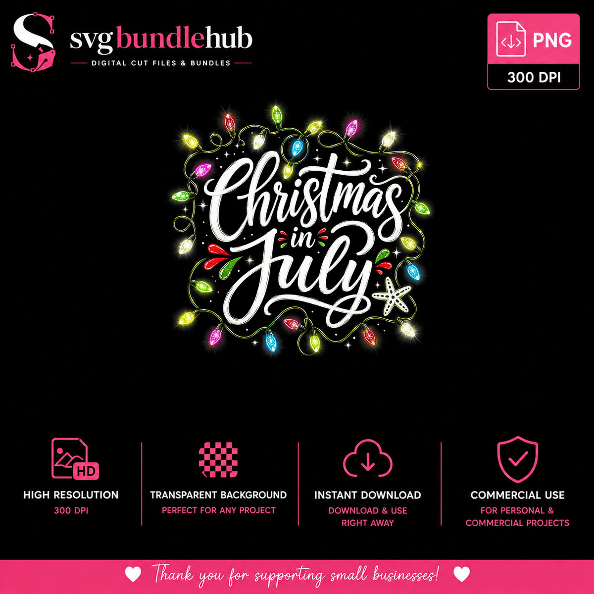 Christmas In July PNG, Christmas Lights PNG, Summer Christmas PNG
