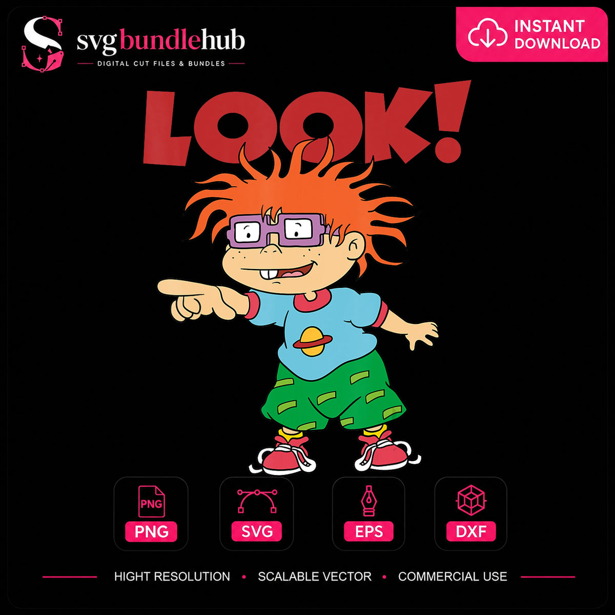 Chuckie Finster Look Pointing Rugrats Cartoon PNG