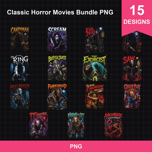 Classic Horror Movies Bundle PNG | SvgBundleHub