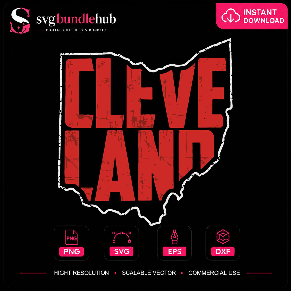 Cleveland Ohio State Shape SVG, City Pride Cricut Cutfile