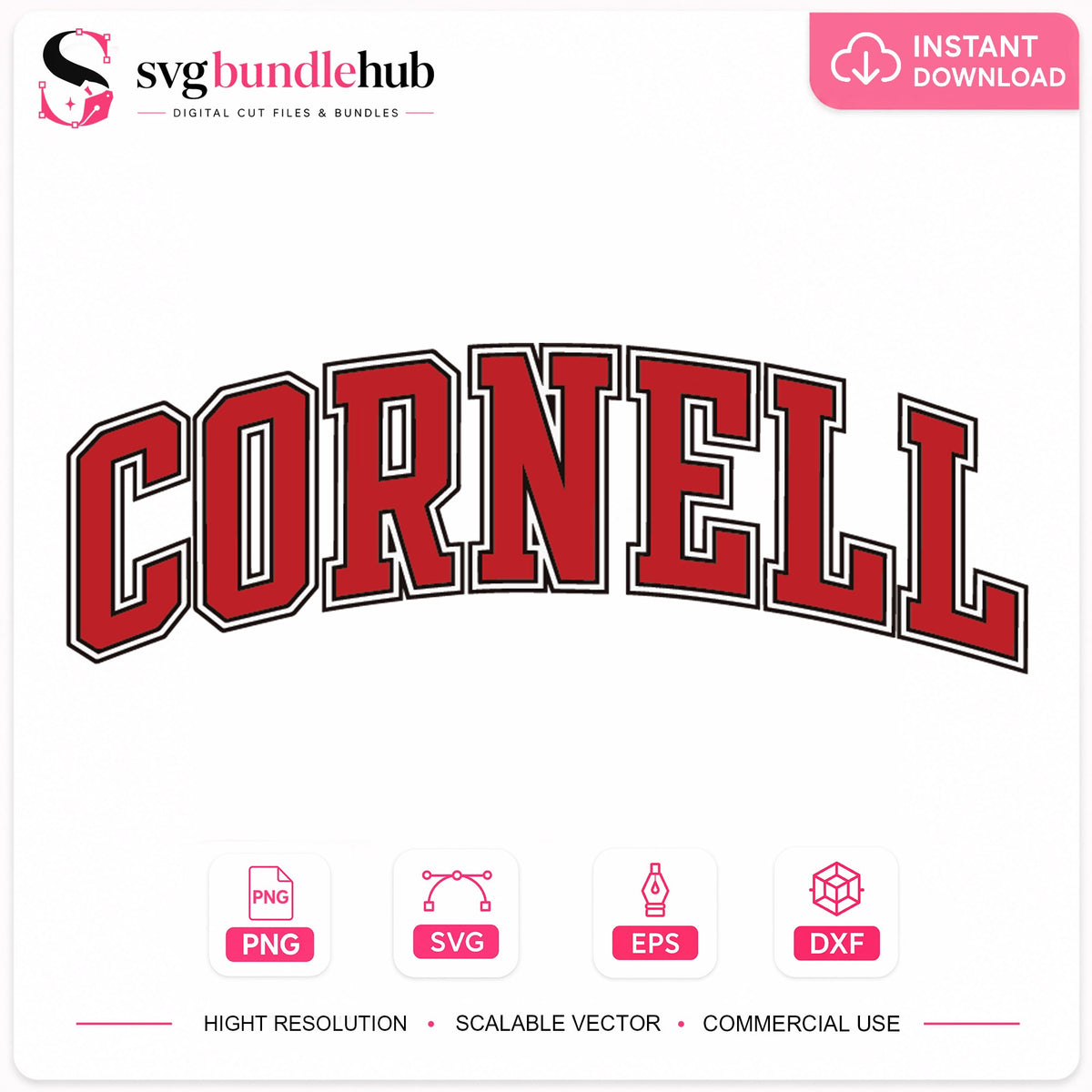 Cornell University Arched Varsity Text Cricut File SVG