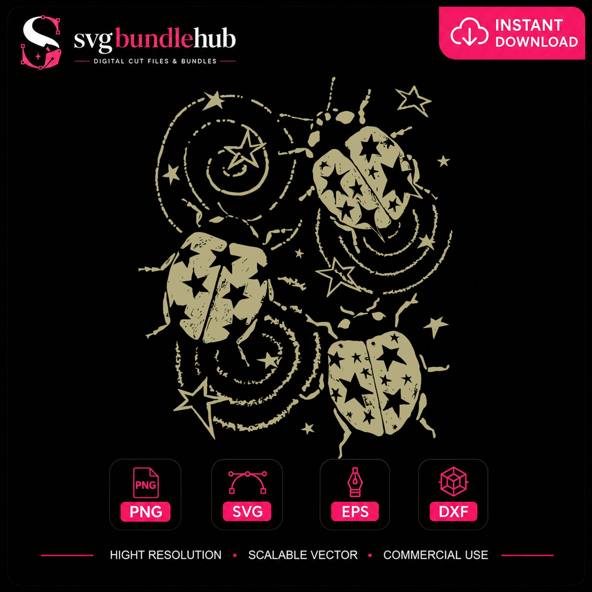 Cosmic Ladybug SVG, Celestial Insect Cricut Design