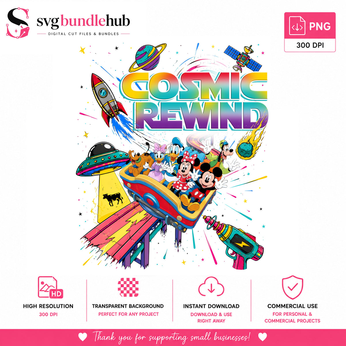 Cosmic Rewind Mickey & Friends PNG | SvgBundleHub