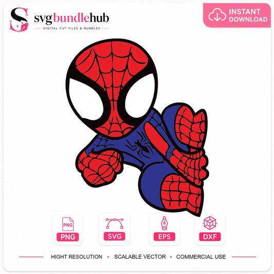 Cute Baby Spiderman Crawling Cricut Cut File SVG