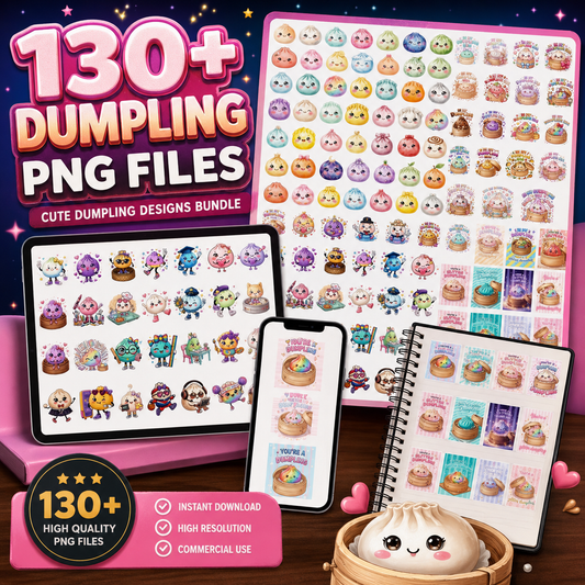 Cute Dumpling Bundle PNG, Kawaii Food Clipart | SvgBundleHub