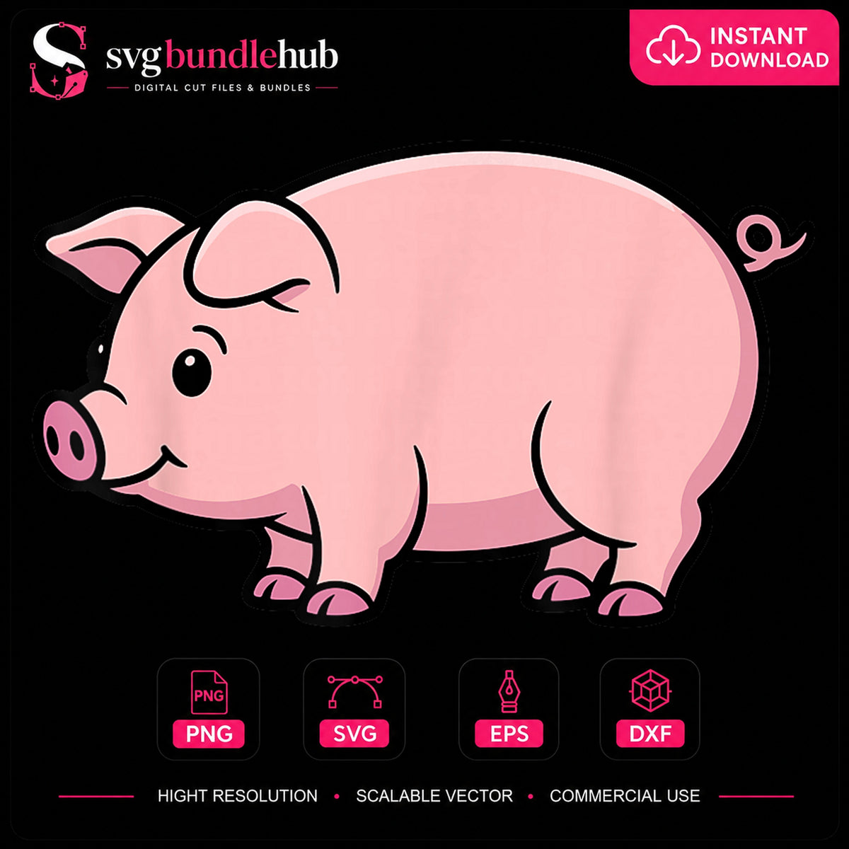 Cute Pink Pig PNG, Farm Animal Cartoon Clipart Design