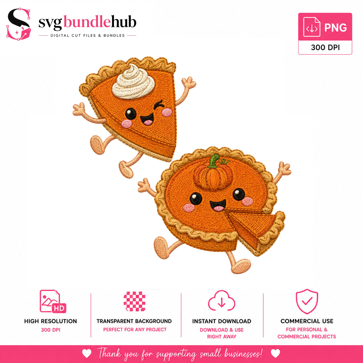 Cute Pumpkin Pie Kawaii Fall PNG | SvgBundleHub