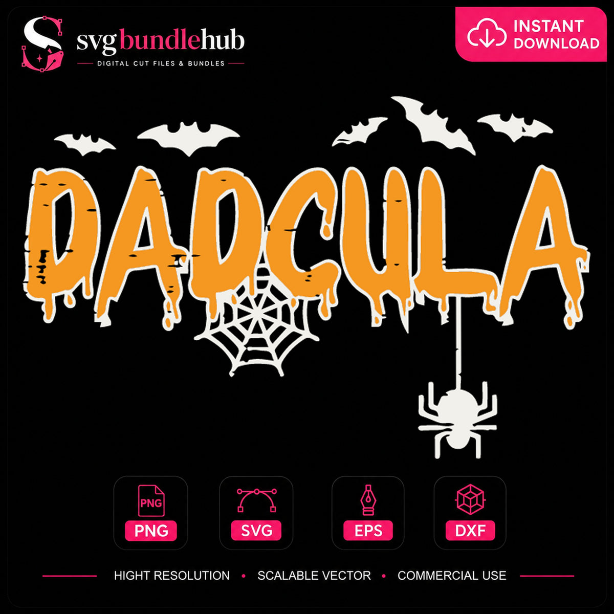 Dadcula Dripping Bats Spider Web Halloween PNG