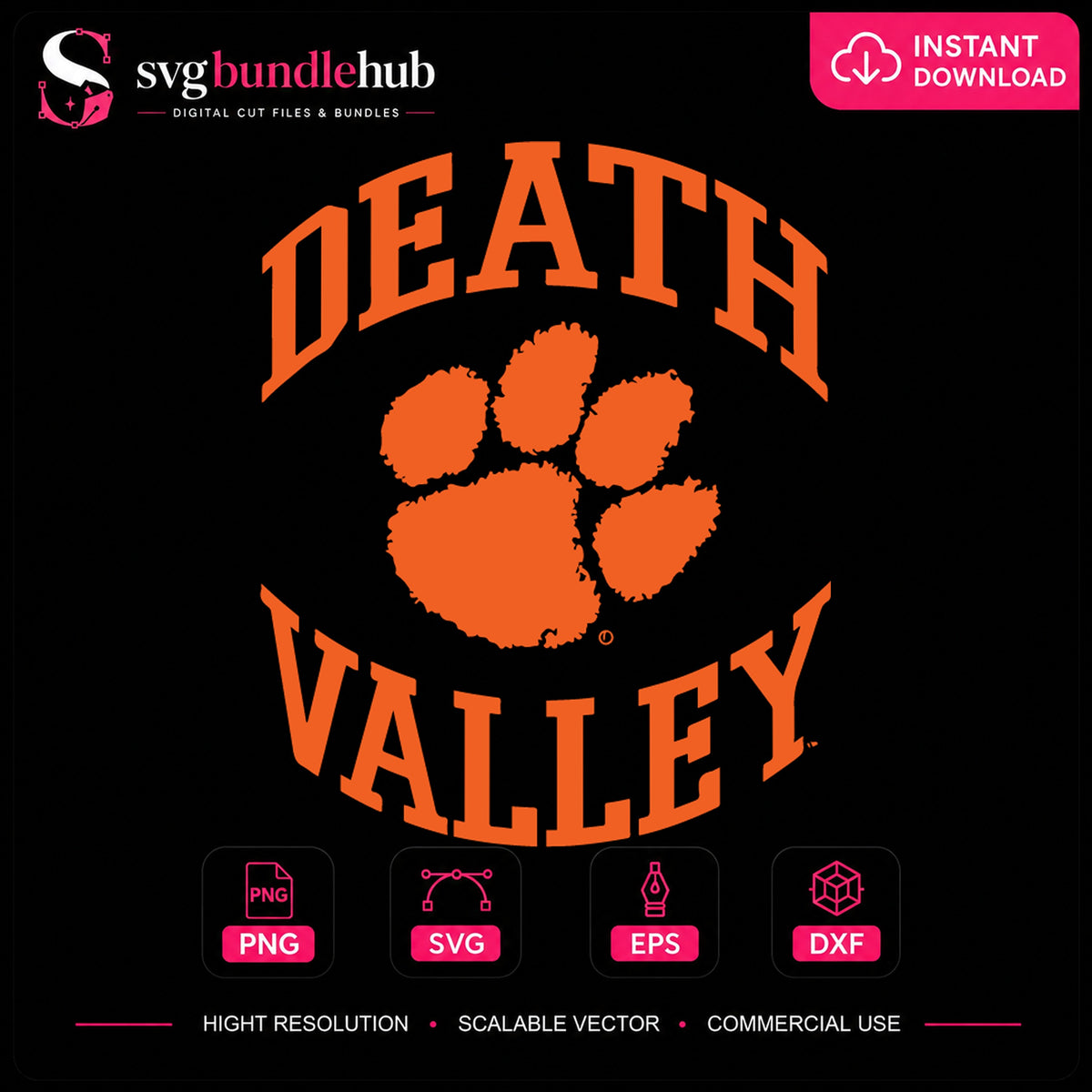Death Valley Tigers Paw SVG, College Football Cricut File