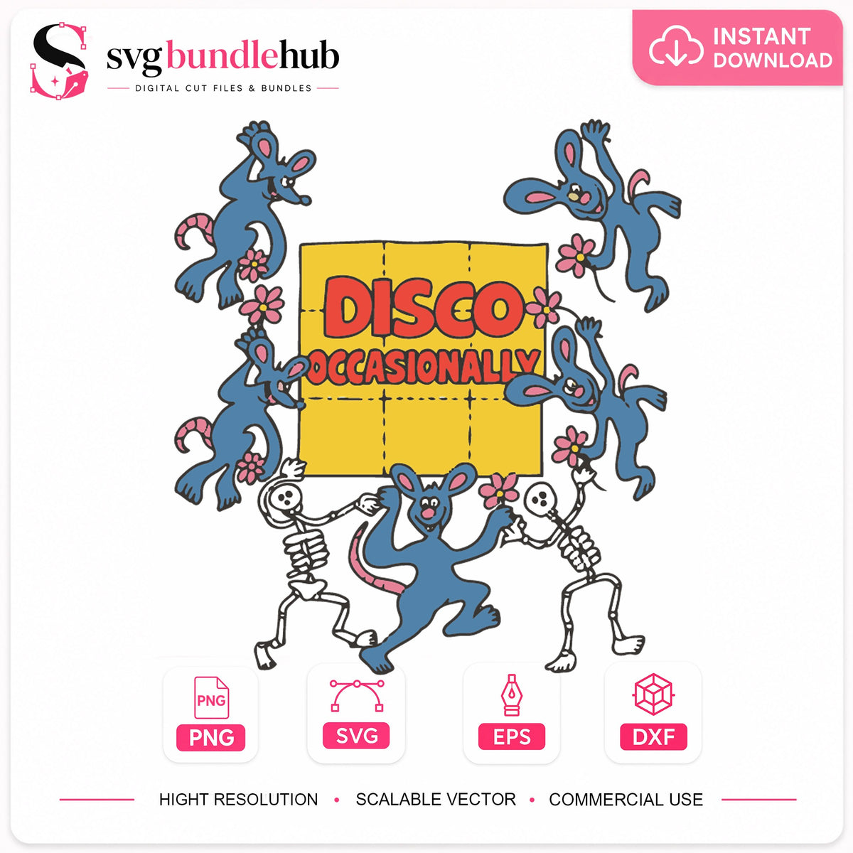 Disco Occasionally Dancing Skeletons SVG, Craft File Design