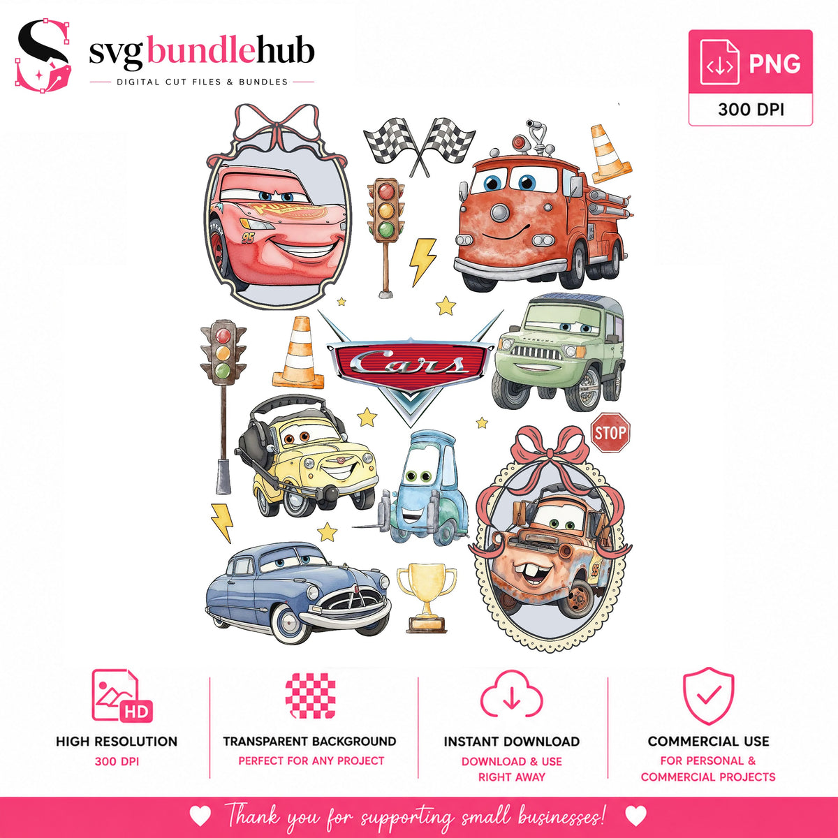 Disney Cars Characters Bundle PNG | SvgBundleHub
