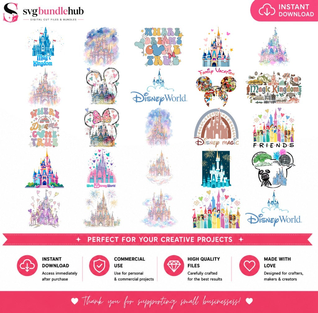 Disney Castle Magic Kingdom Bundle PNG | SvgBundleHub