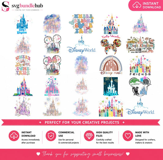 Disney Castle Magic Kingdom Bundle PNG | SvgBundleHub