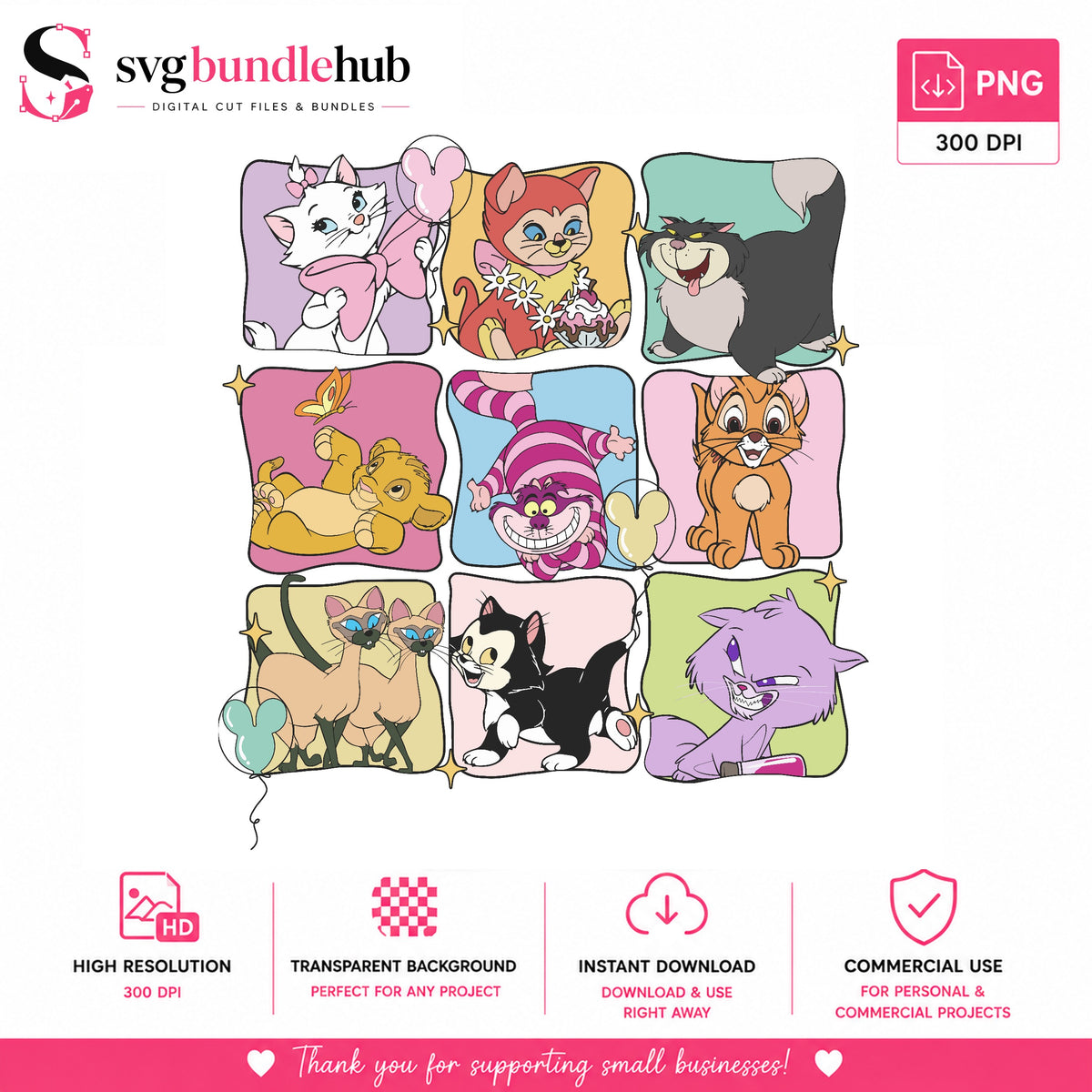 Disney Cats Collage PNG | SvgBundleHub