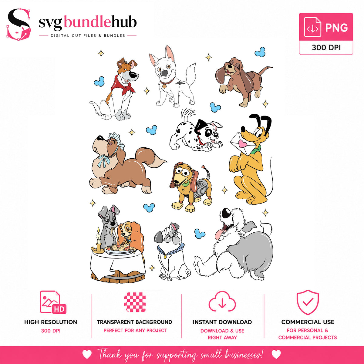 Disney Dogs Cartoon Bundle PNG | SvgBundleHub