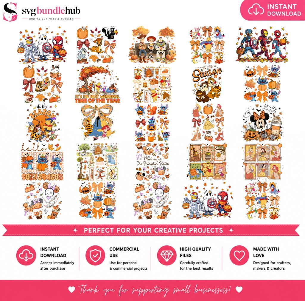 Disney Fall Autumn Halloween Bundle PNG | SvgBundleHub