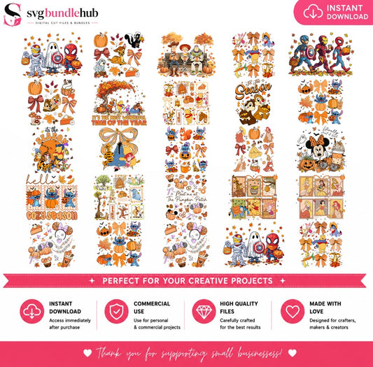 Disney Fall Autumn Halloween Bundle PNG | SvgBundleHub