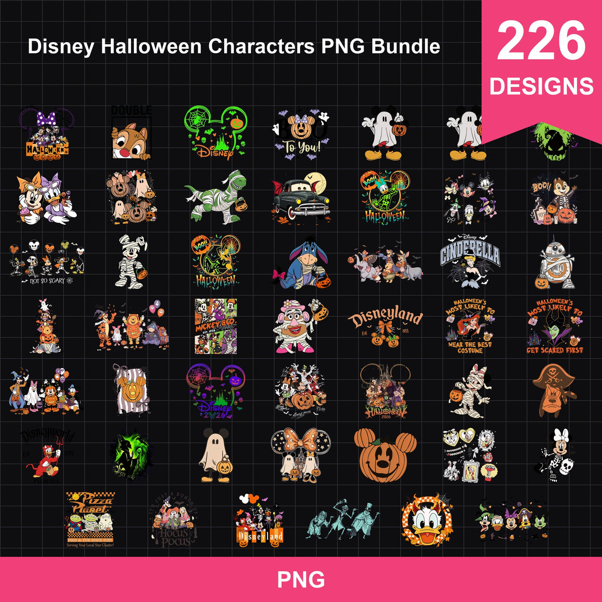 Disney Halloween Characters PNG Bundle | SvgBundleHub