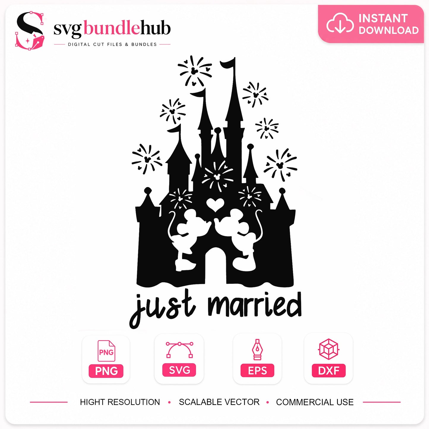 Disney Just Married SVG, Mickey Minnie Castle SVG, Wedding SVG PNG