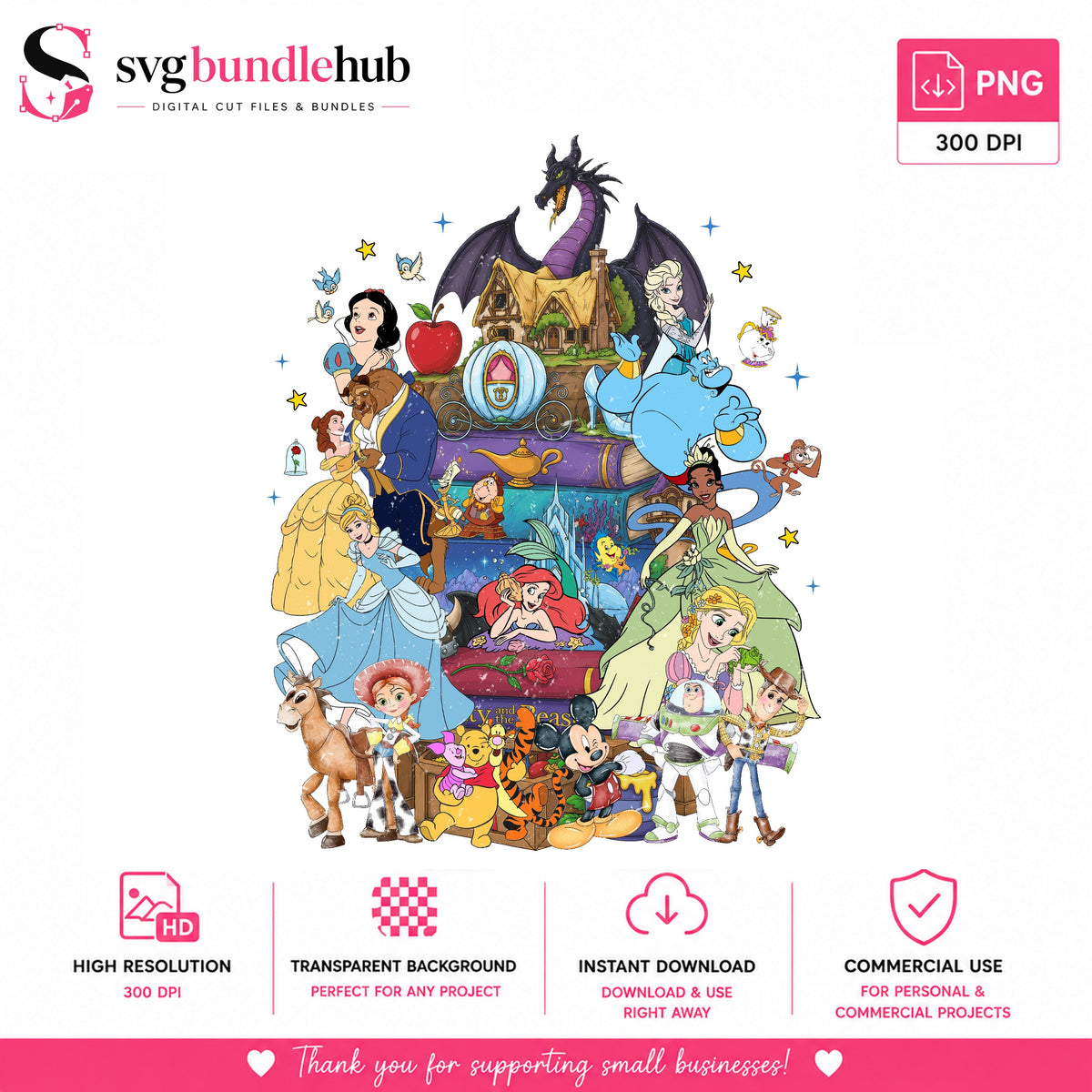 Disney Princess Characters Storybook PNG | SvgBundleHub