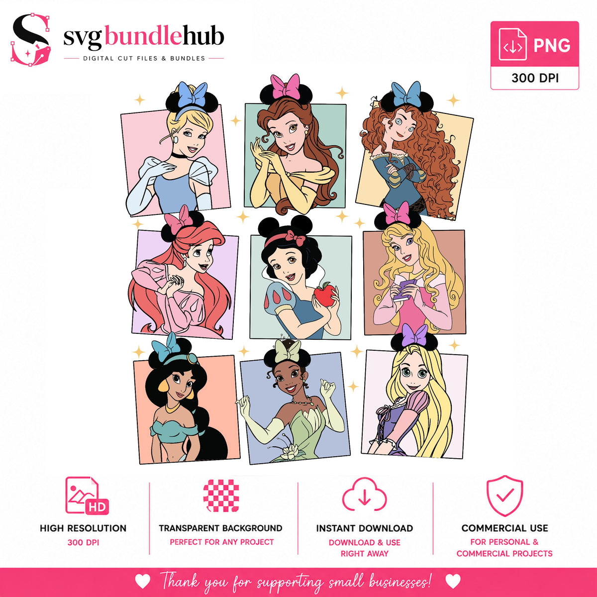 Disney Princess Mickey Ears PNG | SvgBundleHub