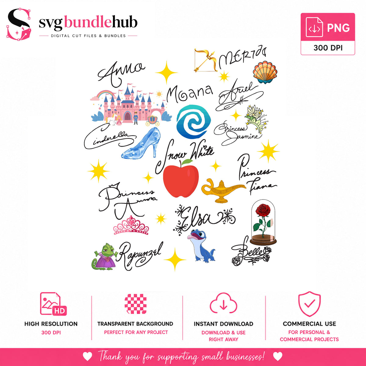 Disney Princess Names Collage PNG | SvgBundleHub