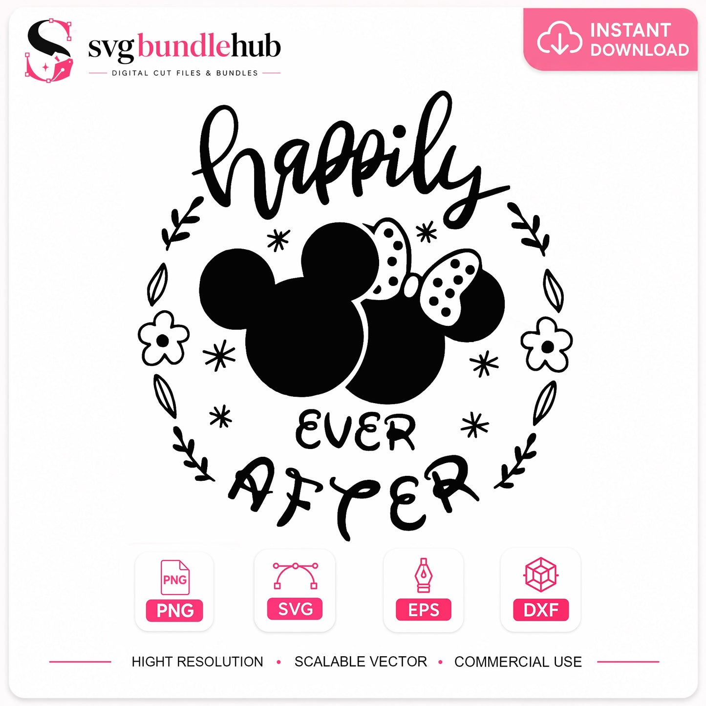 Disney Wedding SVG Bundle, Mickey Minnie Happily Ever After, Disney SVG PNG