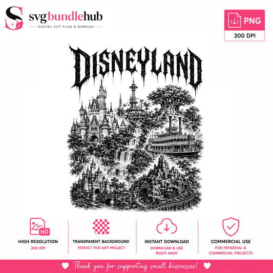 Disneyland Gothic PNG, Disney Castle Vintage PNG, Magic Kingdom PNG