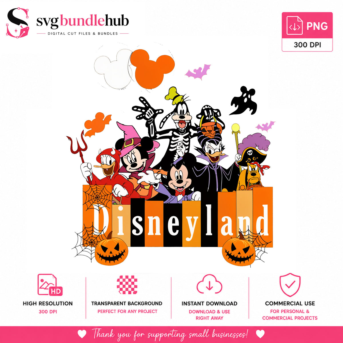 Disneyland Halloween Characters PNG, Spooky | SvgBundleHub