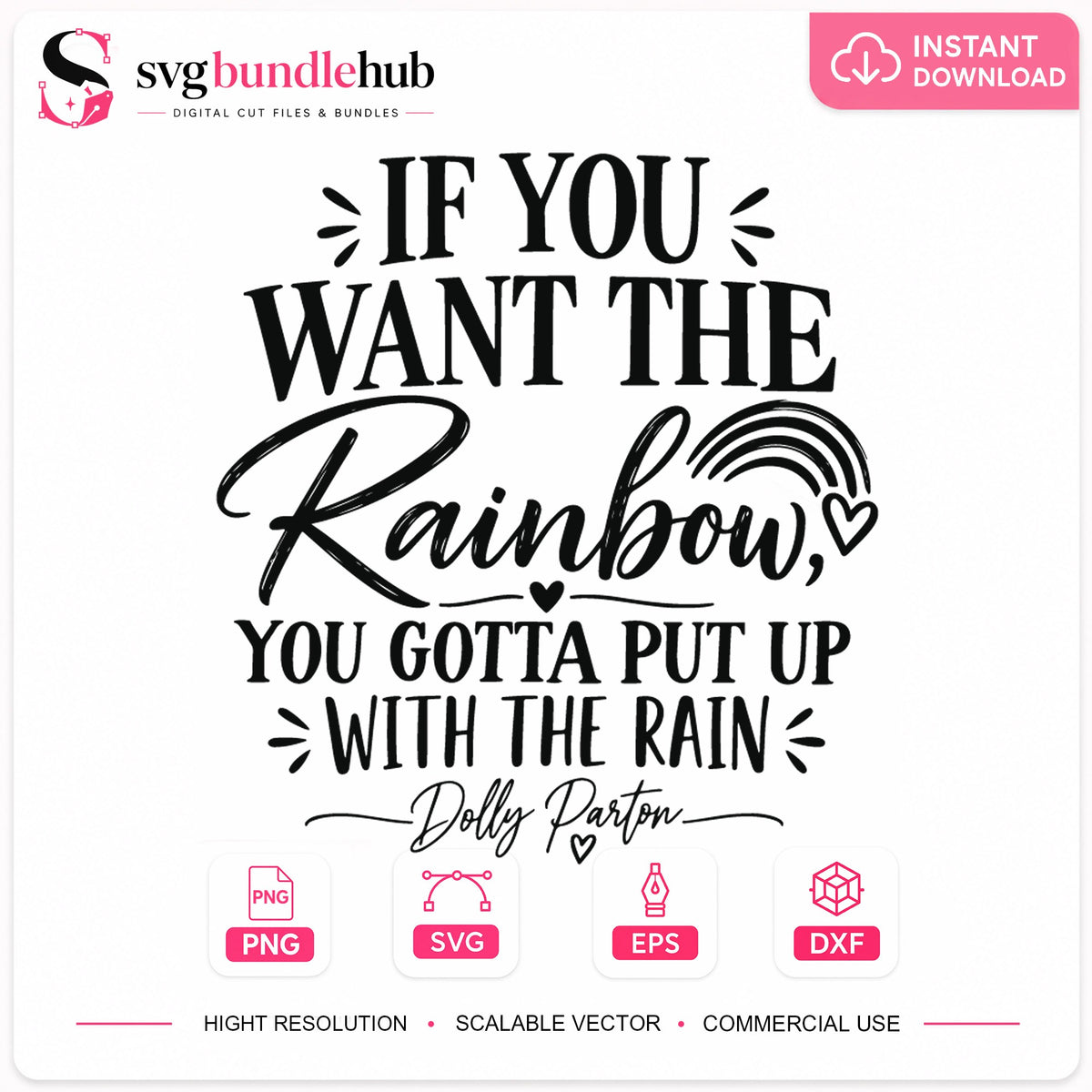Dolly Parton Rainbow Quote SVG, Funny Animal Clipart Design