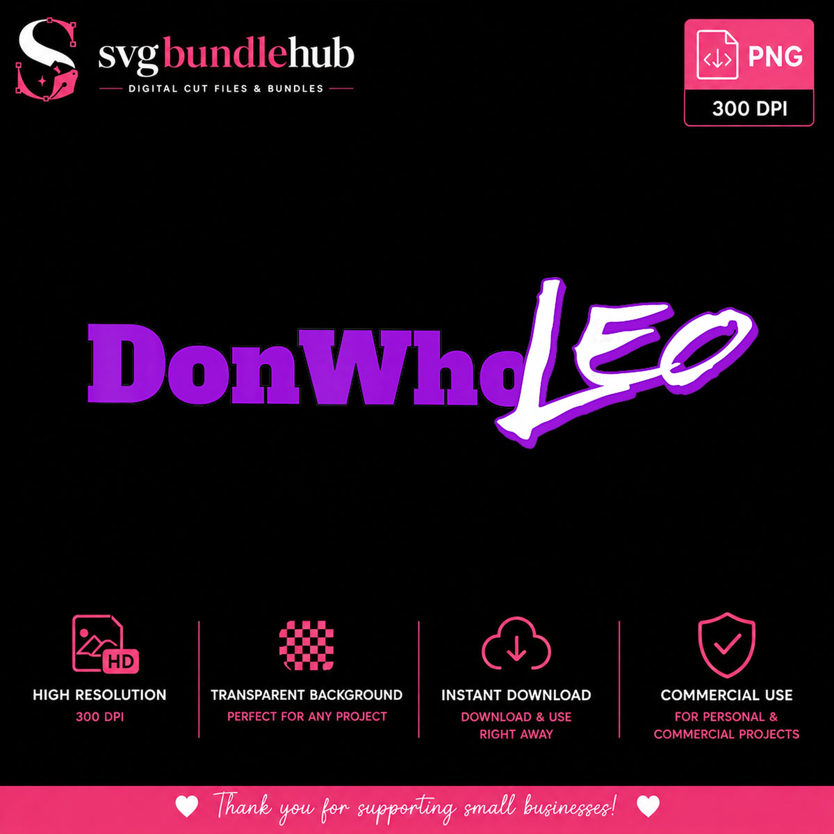 DonWhoLeo Logo PNG, Purple Graffiti Text Design, Sublimation PNG