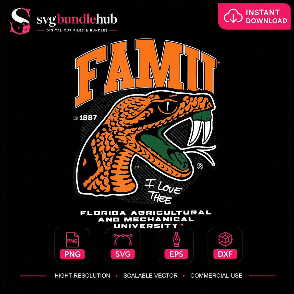 FAMU Rattlers I Love Thee Mascot Snake College PNG