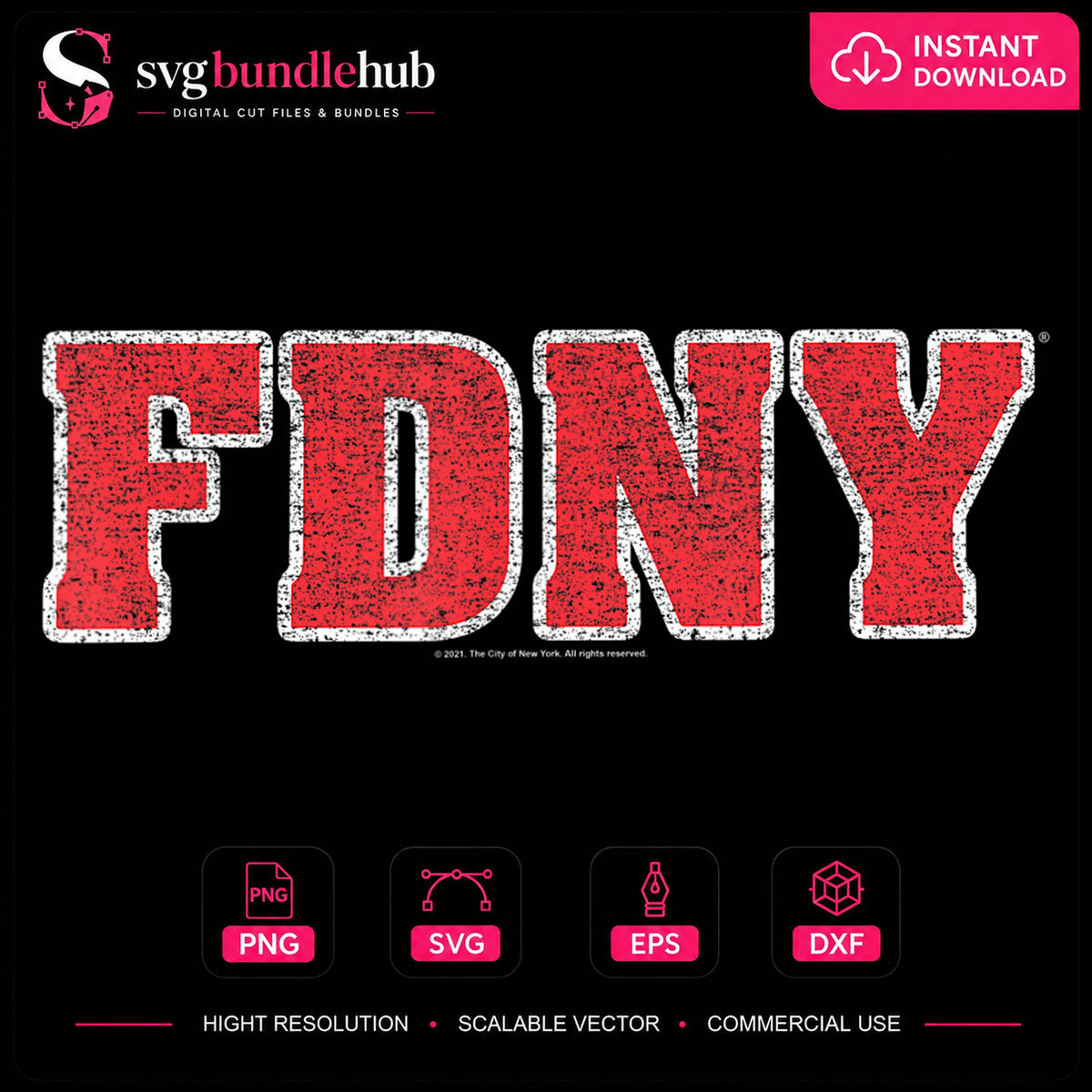 FDNY Distressed Grunge Bold Letters New York PNG
