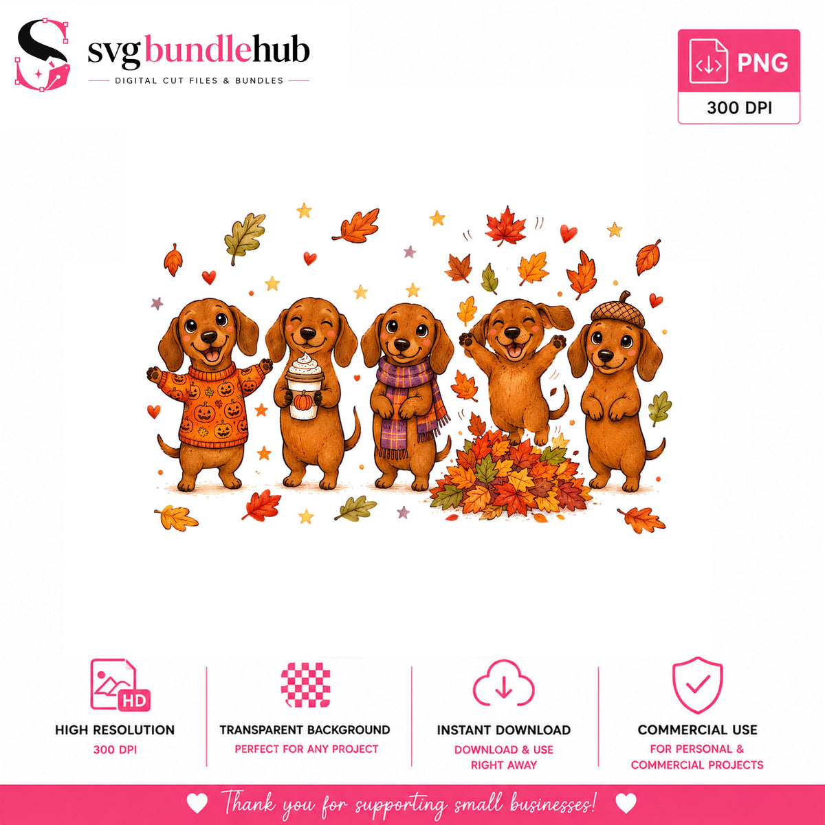 Fall Dachshund Squad Autumn PNG | SvgBundleHub
